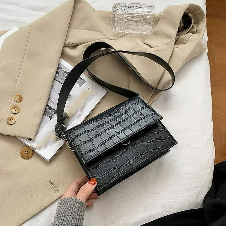 Kukuzhu Alligator Crossbody Bag Female PU Leather Shoulder Bag Vintage Small Square Bag Designer Lady Messenger Bag Fashion Handbag Walmart