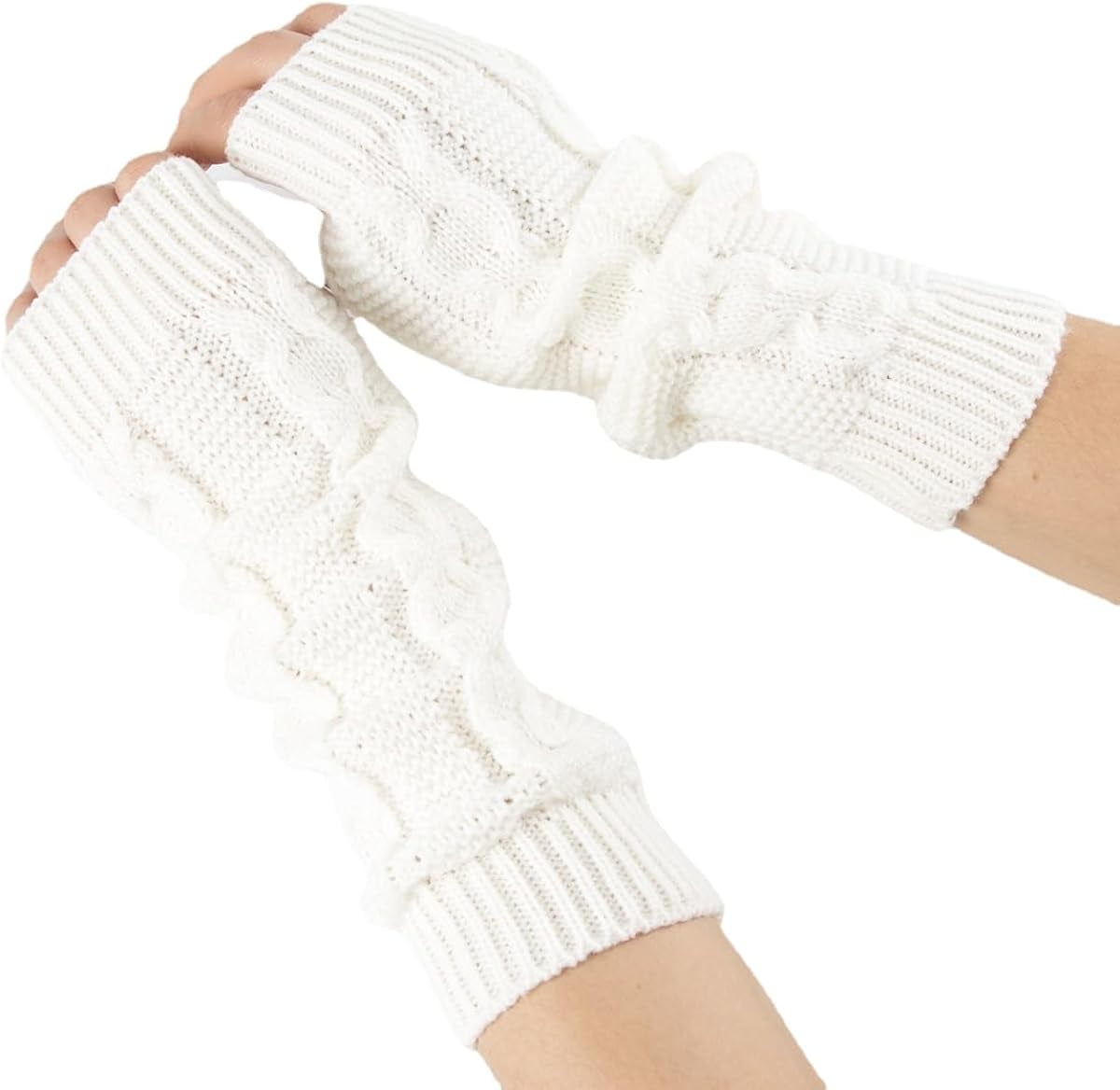 Kukuzhu Arm Warmers Y2K Grunge Rib Knit Arm Warmers Preppy