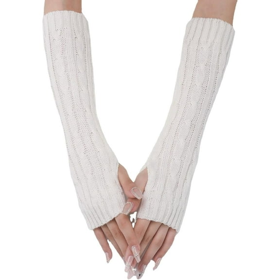 Kukuzhu Arm Warmers Y2K Rib Knit Arm Warmers Fingerless Grunge Gloves Gyaru Lolita Y2K Accessories Harajuku Arm Sleeves