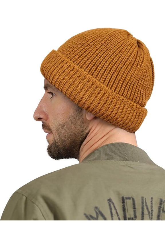 Beanie for Men Women Trawler Cuffed Cap Roll-up Edge Skullcap Fisherman Beanie Soft Winter Watch Hat Knit Hats