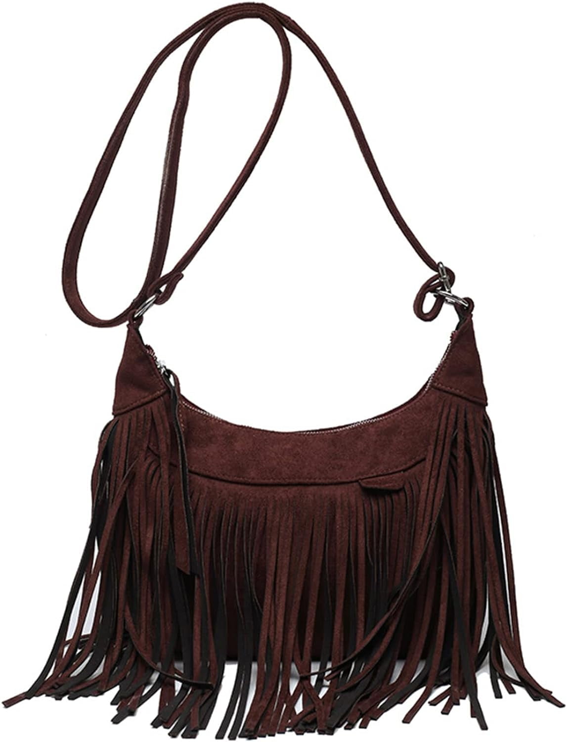 Kukuzhu Boho Hippie Purses Fringe Tassel Faux Suede Shoulder Messenger CrossBody Sling Bag Country Concert Outfits for Women