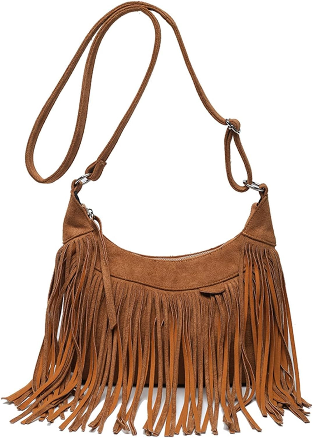 Kukuzhu Boho Hippie Purses Fringe Tassel Faux Suede Shoulder Messenger CrossBody Sling Bag Country Concert Outfits for Women