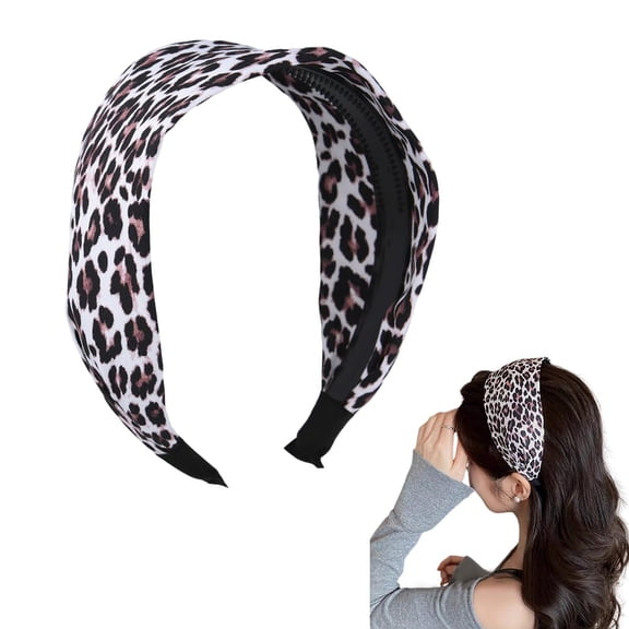 Kukuzhu Boho Wide Leopard Headband for Women Girls Leopard Hair Accessories Leopard Print Hair Band for Women's Hair Vintage Non Slip Headband for Curly Hair Brown Animal Leopard Hairband Head Band