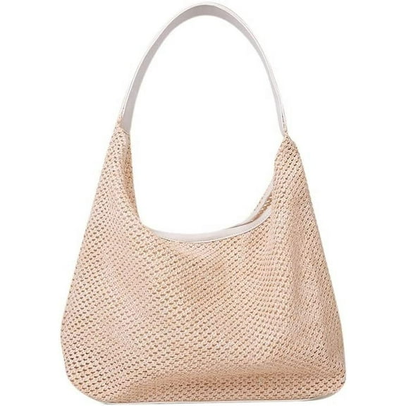 Kukuzhu Boho Woven Bag Women Kawaii Wicker Purse Coquette Tote Bag Fairycore Rattan Bag Cute Straw Crossbody Bag (Brown,One size)