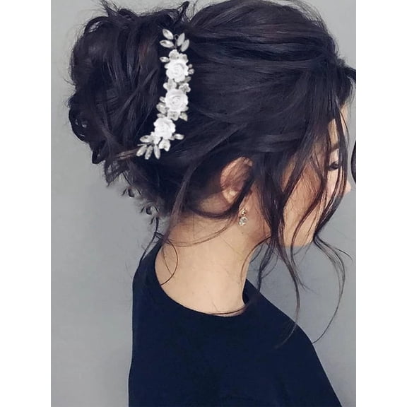 Kukuzhu Bride Flower Wedding Headband Crystal Crystal Bridal Hair Accessories Floral Headpiece for Women and Girls