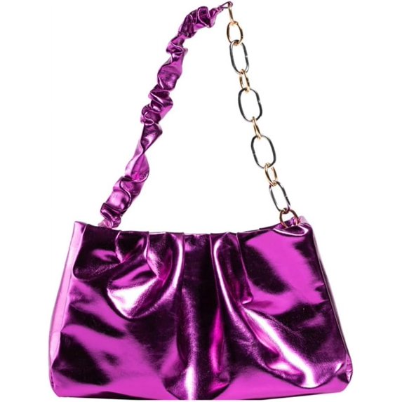 Kukuzhu Bright Shoulder Bag Women Small Soft Tote Bag Casual Fashion Travel Chain Hobo Bag Purse