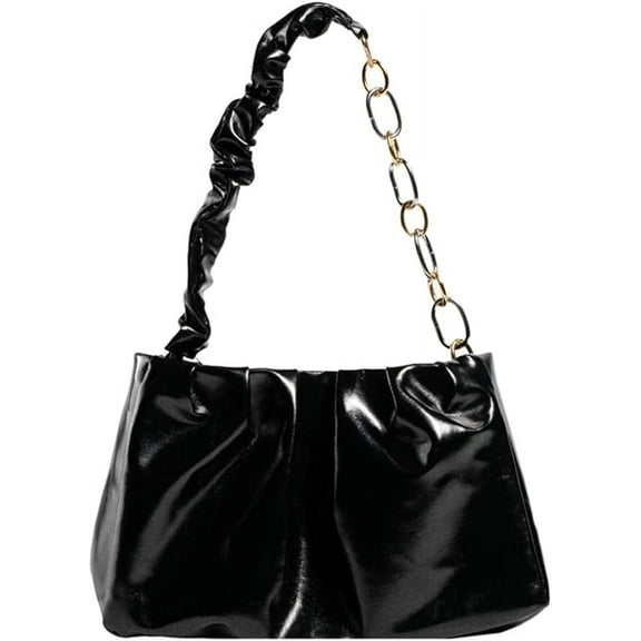 Kukuzhu Bright Shoulder Bag Women Small Soft Tote Bag Casual Fashion Travel Chain Hobo Bag Purse