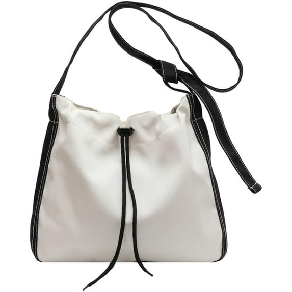 Kukuzhu Canvas Bucket Bags Women Drawstring Shoulder Bag Large Hobo Crossbody Handbag Casual Satchel Bags Purses 2023