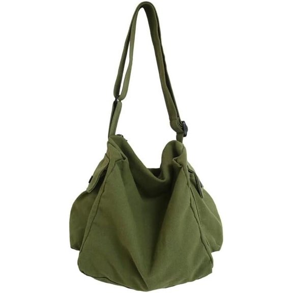 Kukuzhu Canvas Crossbody Bag for Women Men Shoulder Bag Large Casual Hobo Bag Canvas Shoulder Bag VintageTote Handbag