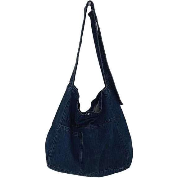 Kukuzhu Canvas Hobo Bag Denim Shoulder Bag for Women Fashion Large Shopping Handbag