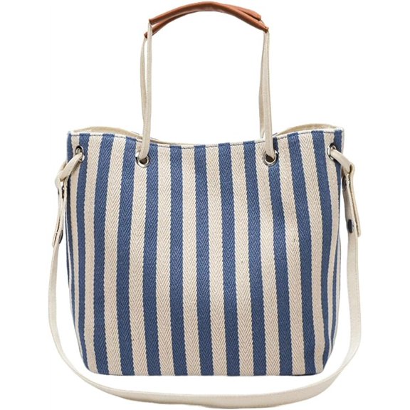 Kukuzhu Canvas Hobo Bag for Women Shoulder Bag Purse Small Bucket Totes Fashion Stripe Handbag Drawstring Satchels