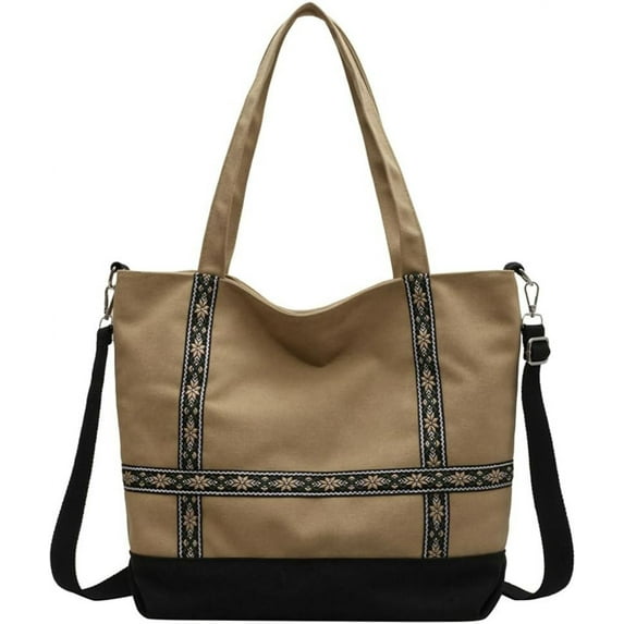 Kukuzhu Canvas Hobo Bags for Women Casual Shoulder Bag Chic Large Tote Bag Handbag