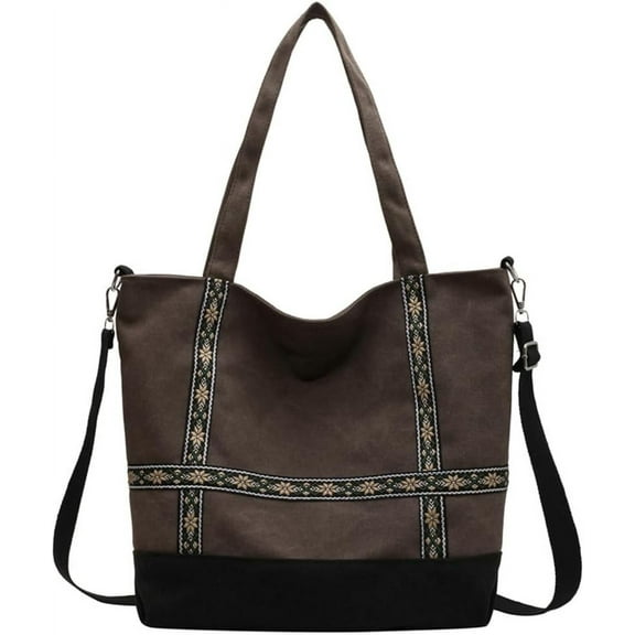 Kukuzhu Canvas Hobo Bags for Women Casual Shoulder Bag Chic Large Tote Bag Handbag