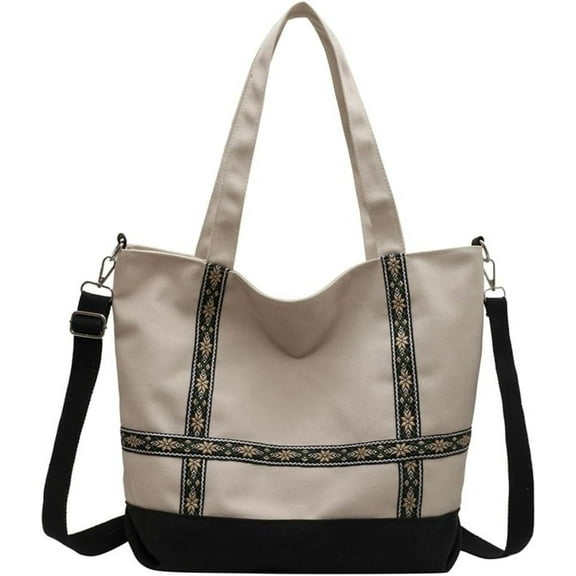 Kukuzhu Canvas Hobo Bags for Women Casual Shoulder Bag Chic Large Tote Bag Handbag