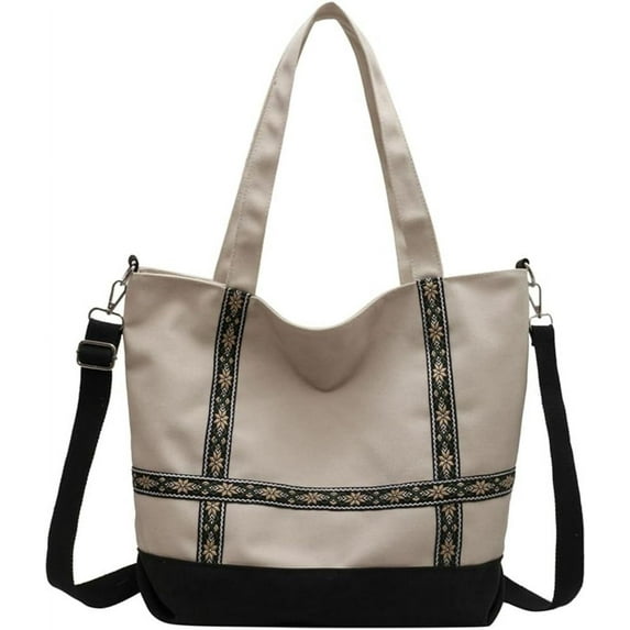 Kukuzhu Canvas Hobo Bags for Women Casual Shoulder Bag Chic Large Tote Bag Handbag