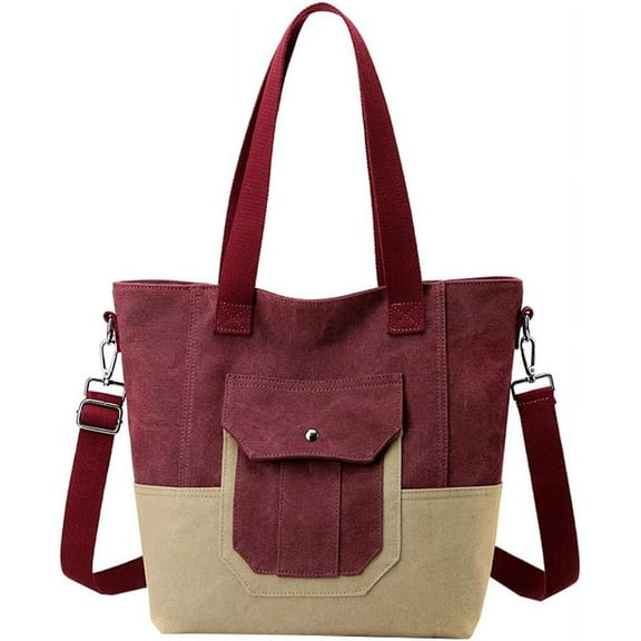 Kukuzhu Canvas Hobo Shoulder Bag for Women Large Travel Crossbody Bag Shopping Handbag Purse