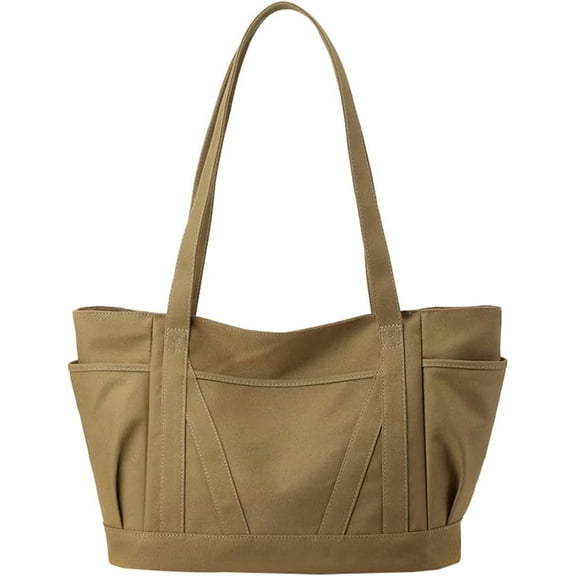 Kukuzhu Canvas Shoulder Bag Women Soft Designer Tote Bag Casual Large Shopping Handbag Purse