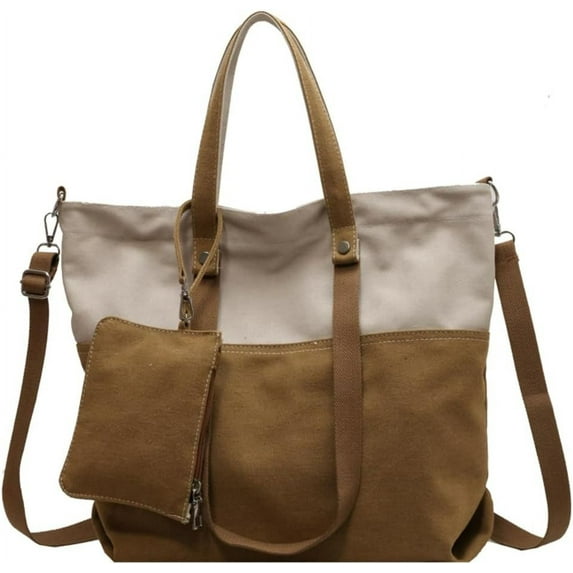 Kukuzhu Canvas Shoulder Bag Women Soft Fashion Hobo Bag Casual Large Shopping Traveling Tote Bag Purse