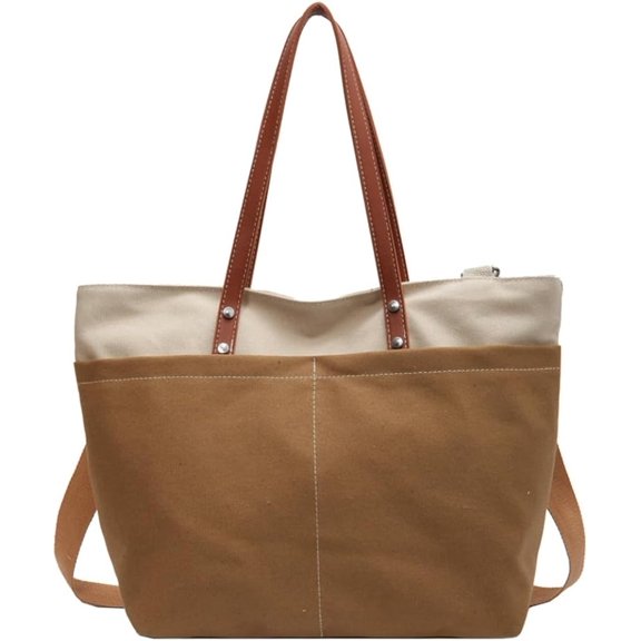 Kukuzhu Canvas Shoulder Bag for Women Large Hobo Bag Casual Fashion Tote Handbag