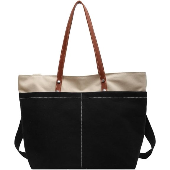 Kukuzhu Canvas Shoulder Bag for Women Large Hobo Bag Casual Fashion Tote Handbag