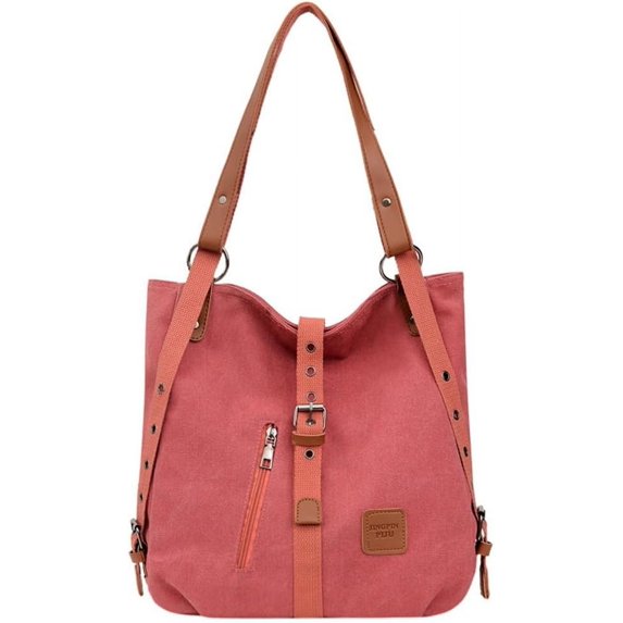 Kukuzhu Canvas Shoulder Bags for Women Casual Bucket Hobo Bag Soft Large Tote Bag