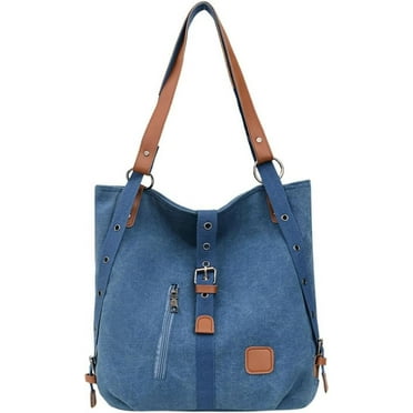 Kukuzhu Canvas Shoulder Bags for Women Casual Bucket Hobo Bag Soft Large Tote Bag