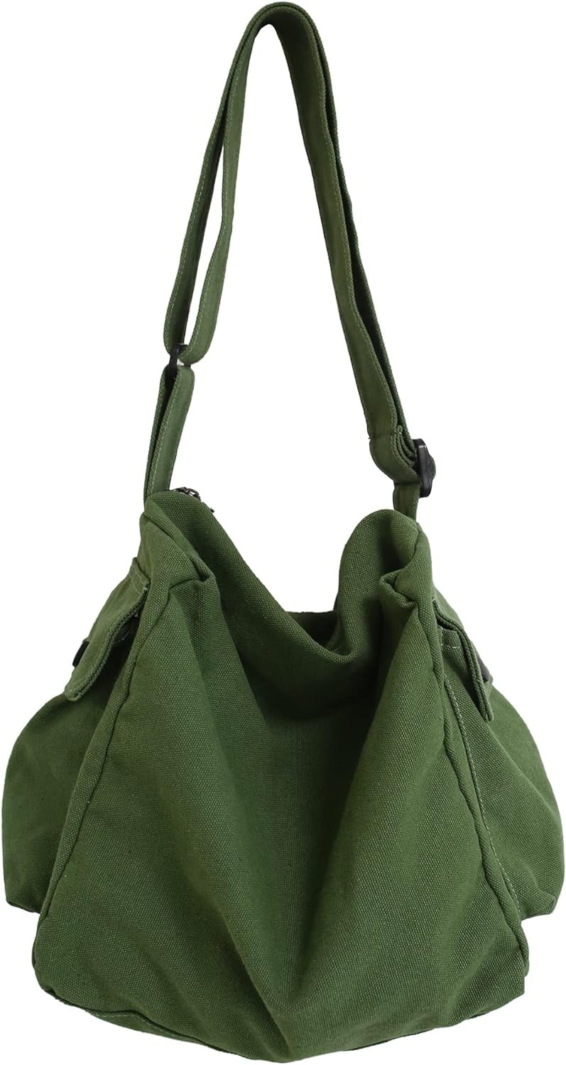 Kukuzhu Canvas Tote Bag Hobo Crossbody Handbag Big Capacity Messenger Bag with Multiple Pockets Casual Shoulder Bag for Women Men Walmart