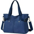 thumbnail image 1 of Kukuzhu Canvas Tote Bag Women Large Hobo Shoulder Crossbody Bag Fashion Casual Multi Pocket Travel Satchel Messenger Bag, 1 of 5