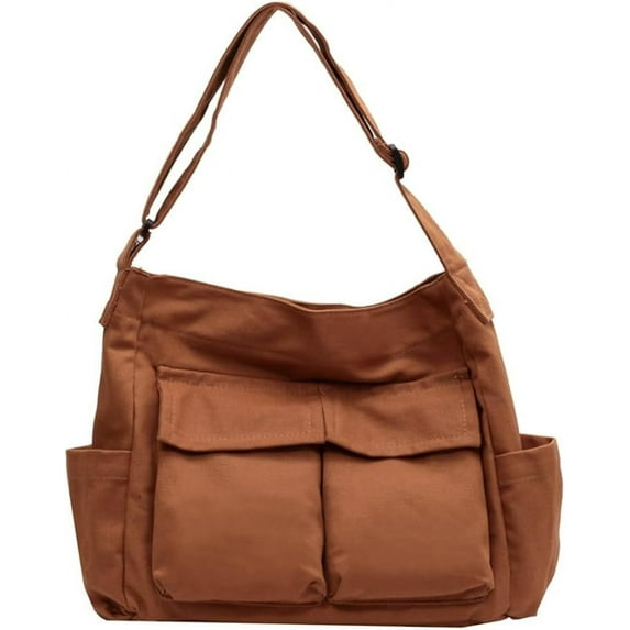 Kukuzhu Canvas Tote Bag for Women Men Canvas Messenger Bag Large Crossbody Shoulder Bag Causal Hobo Bag for Work Travel