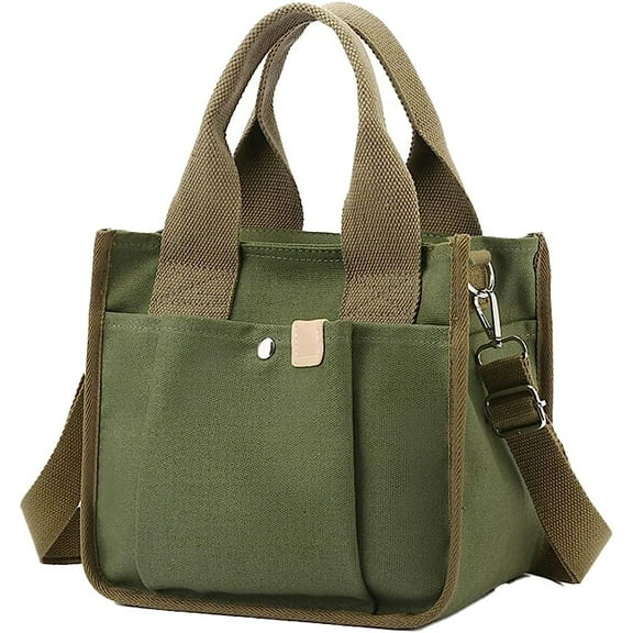 Kukuzhu Canvas Tote Bags for Women Small Canvas Crossbody Bag Satchel Purses Multi-pocket Handbags Casual Work Bags 2023
