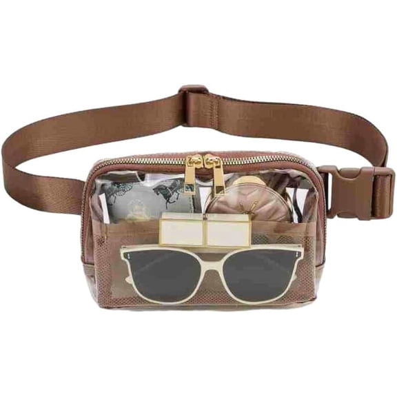 Kukuzhu Clear Fanny Pack for Women Fashion Clear Waist Bag Stadium Approved Clear Belt Bag Clear Purse for Sports Beach Events