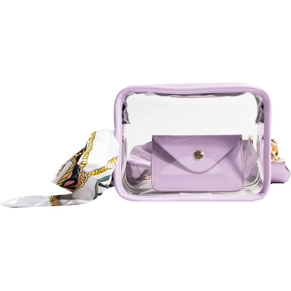 Kukuzhu Clear Purse Women 2 in 1 Transparent Jelly Crossbody Bag Candy Color Clutch Handbag Trend Portable Shoulder Slung