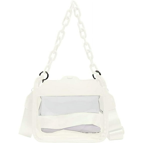 Kukuzhu Clear Tote Bag Purse for Women Fashion Crossbody Shoulder Bag Stadium Approved Small Clear Plastic Handbags for Travel