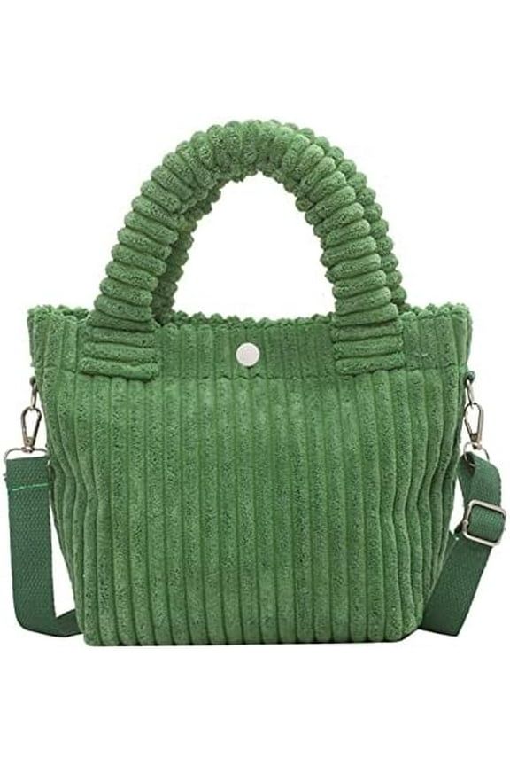 Corduroy Small Tote Bag Y2k Mini Crossbody Bag for Women Fuzzy Bucket Handbag Winter Fashion Hobo Shoulder Bag