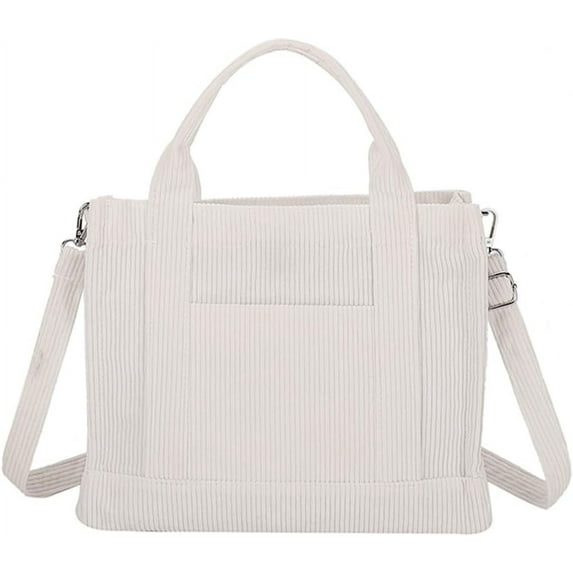 Kukuzhu Corduroy Tote Bag Small Satchel Bag for Women Crossbody Bag Purse with Zipper Casual Hobo Handbag