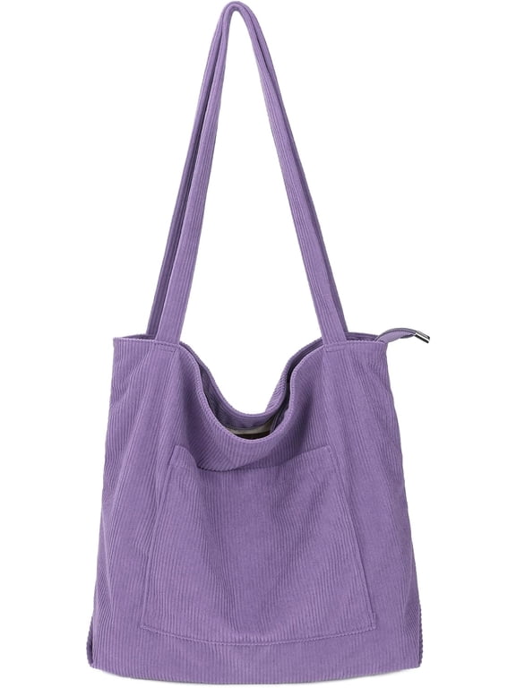 Corduroy Tote Bag for Women Casual Shoulder Bags Large Hobo Tote Handbag Shopping Work Bag with Pockets