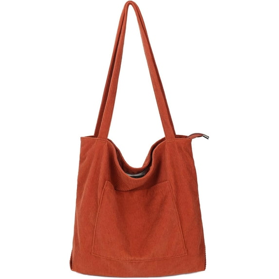 Kukuzhu Corduroy Tote Bag for Women Casual Shoulder Bags Large Hobo Tote Handbag Shopping Work Bag with Pockets