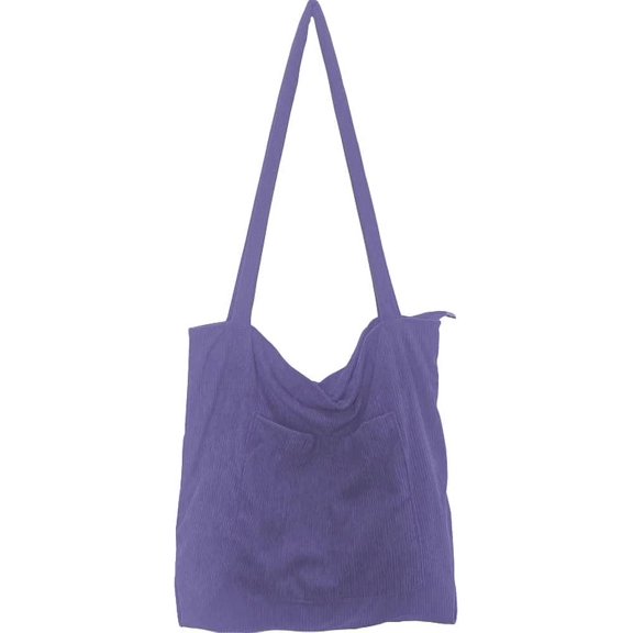 Kukuzhu Corduroy Tote Bag for Women Girls,Casual Large Zipper Shoulder Bag Fashion Shopping Bag for Work School