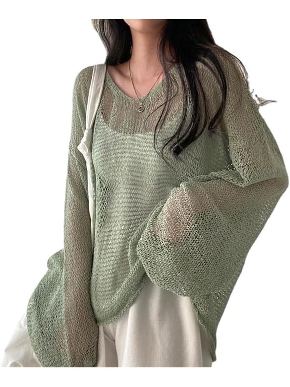Cottagecore Clothing Fairycore Clothes Y2K Grunge Hollow Out Pullover Oversized Long Sleeve Crochet Blouse