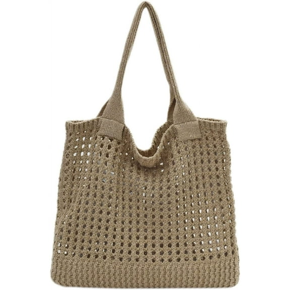 Kukuzhu Crochet Beach Bags for Women, Woven Travel Tote Fishing Net Handbag Shopping Large Hobo Shoulder Bag for for Holiday