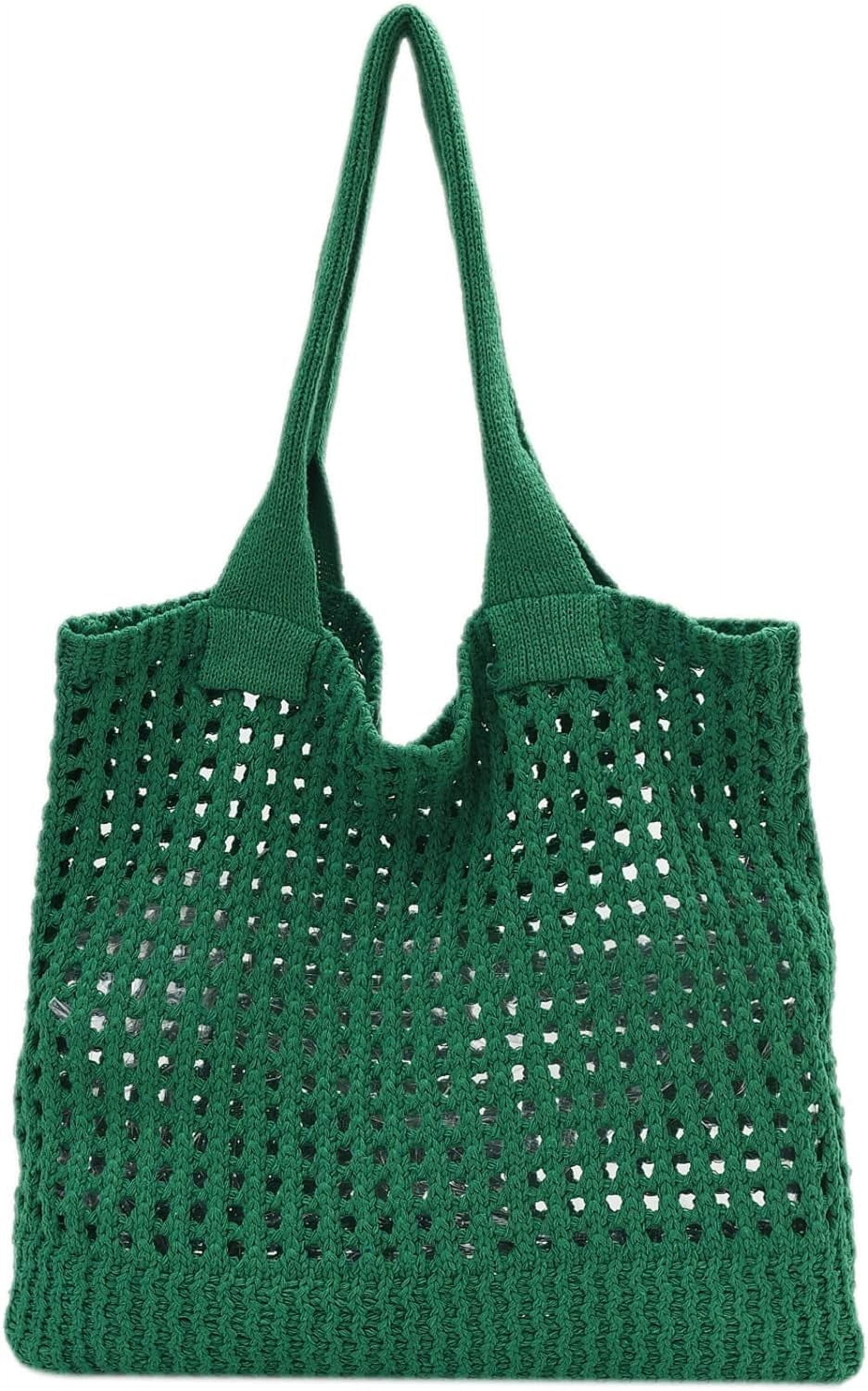 Kukuzhu Crochet Beach Bags for Women, Woven Travel Tote Fishing Net Handbag Shopping Large Hobo Shoulder Bag for for Holiday