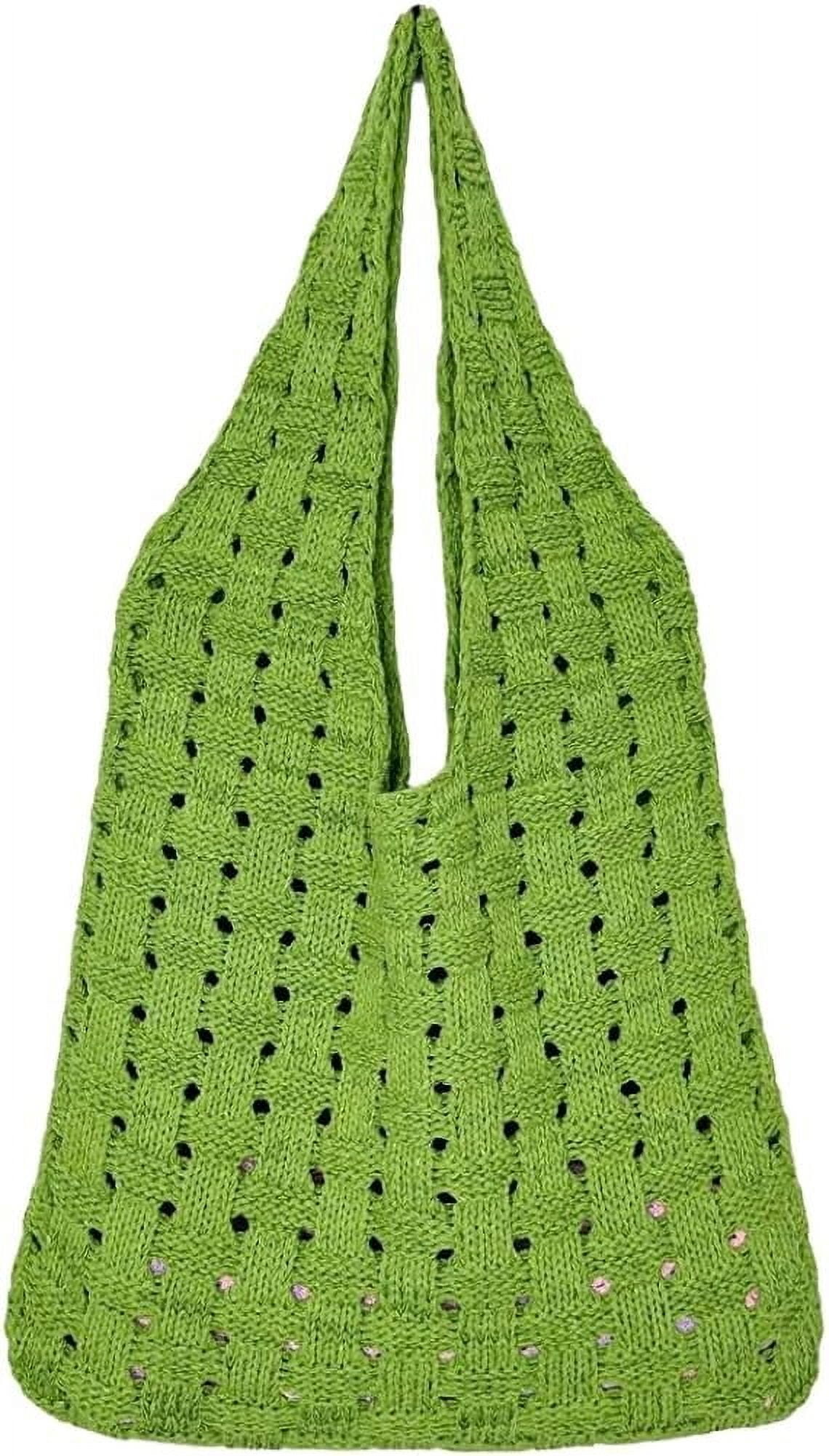 Kukuzhu Crochet Beach Tote Bag for Women Knit Shoulder Bag Aesthetic Knit Bag Woven Hobo Bag Hollow Summer Bag
