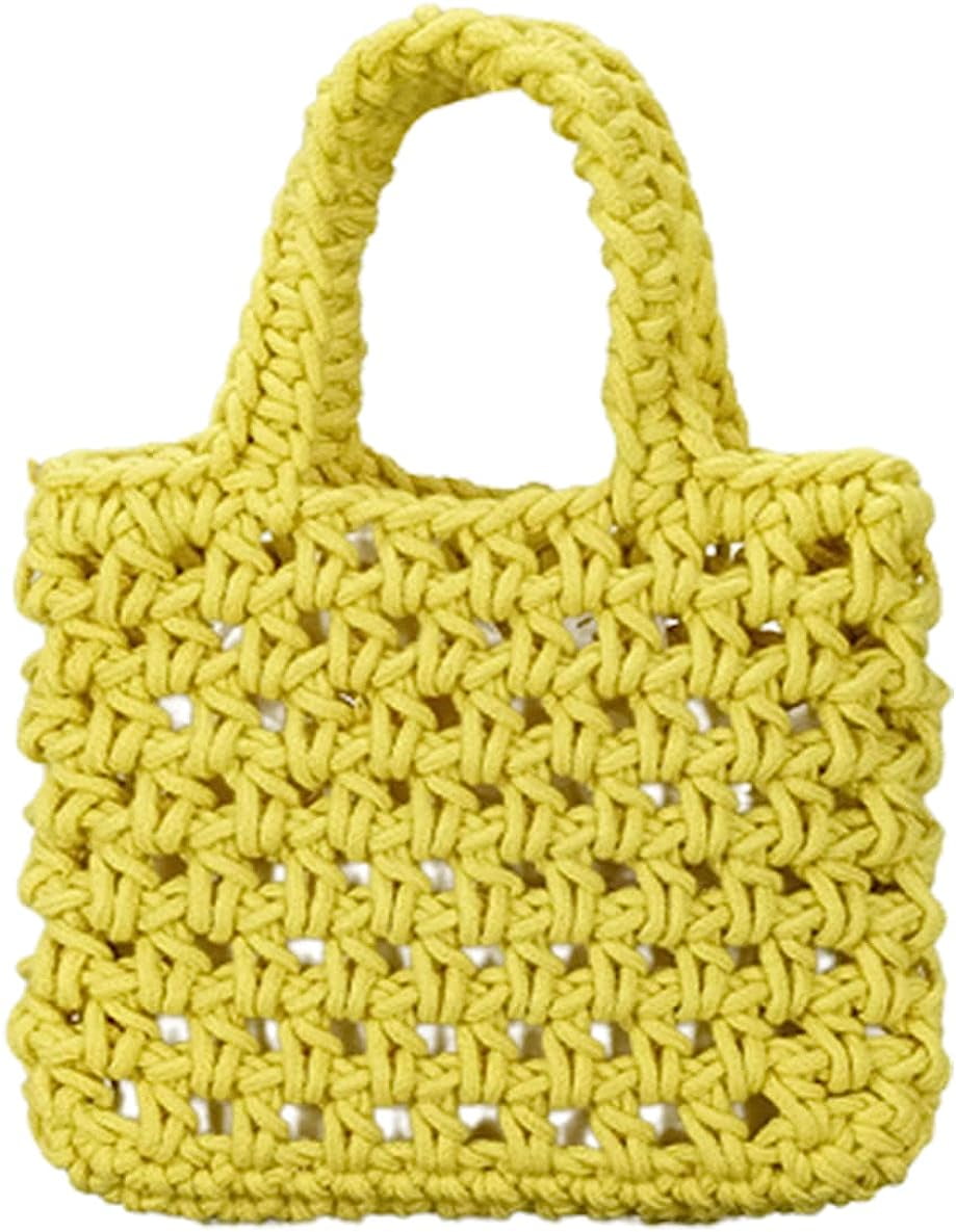 Kukuzhu Crochet Knit Purse for Women Mesh Cotton Rope Tote Bag Summer Handwoven Handbag Beach Vacation Hobo Bag for Women