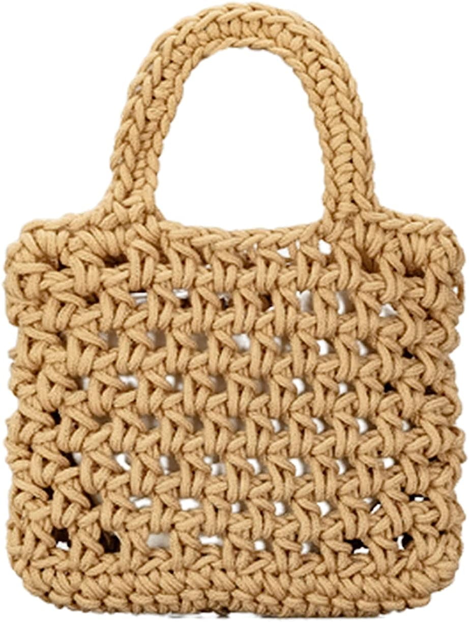 Kukuzhu Crochet Knit Purse for Women Mesh Cotton Rope Tote Bag Summer ...