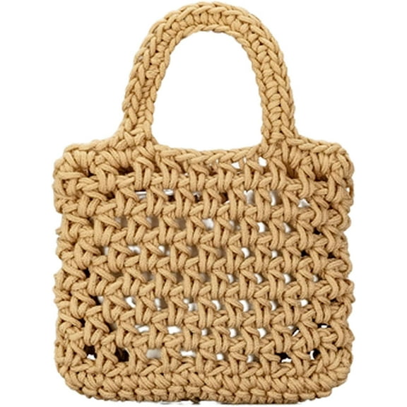 Kukuzhu Crochet Knit Purse for Women Mesh Cotton Rope Tote Bag Summer Handwoven Handbag Beach Vacation Hobo Bag for Women