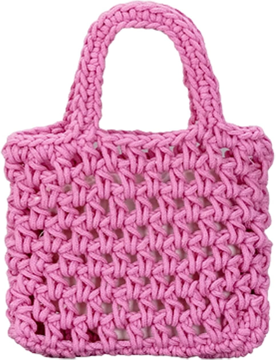 Kukuzhu Crochet Knit Purse for Women Mesh Cotton Rope Tote Bag Summer Handwoven Handbag Beach Vacation Hobo Bag for Women