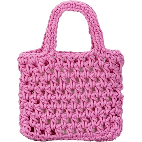Kukuzhu Crochet Knit Purse for Women Mesh Cotton Rope Tote Bag Summer Handwoven Handbag Beach Vacation Hobo Bag for Women