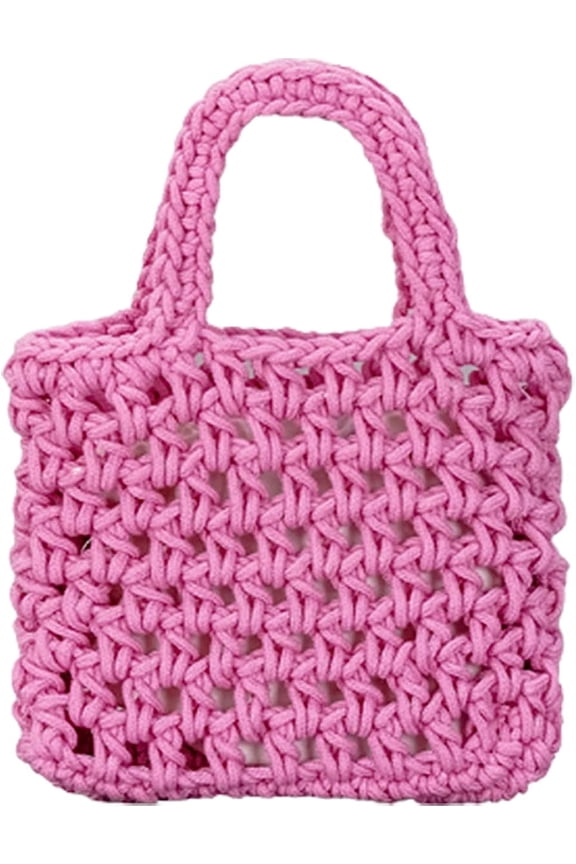 Crochet Knit Purse for Women Mesh Cotton Rope Tote Bag Summer Handwoven Handbag Beach Vacation Hobo Bag for Women