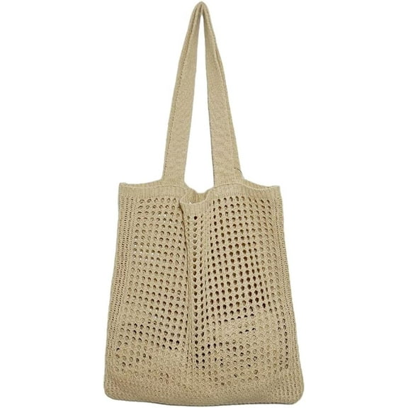 Kukuzhu Crochet Mesh Tote Bag for Women Stylish Aesthetic Tote Bag Casual Shoulder Bag Hobo Bag