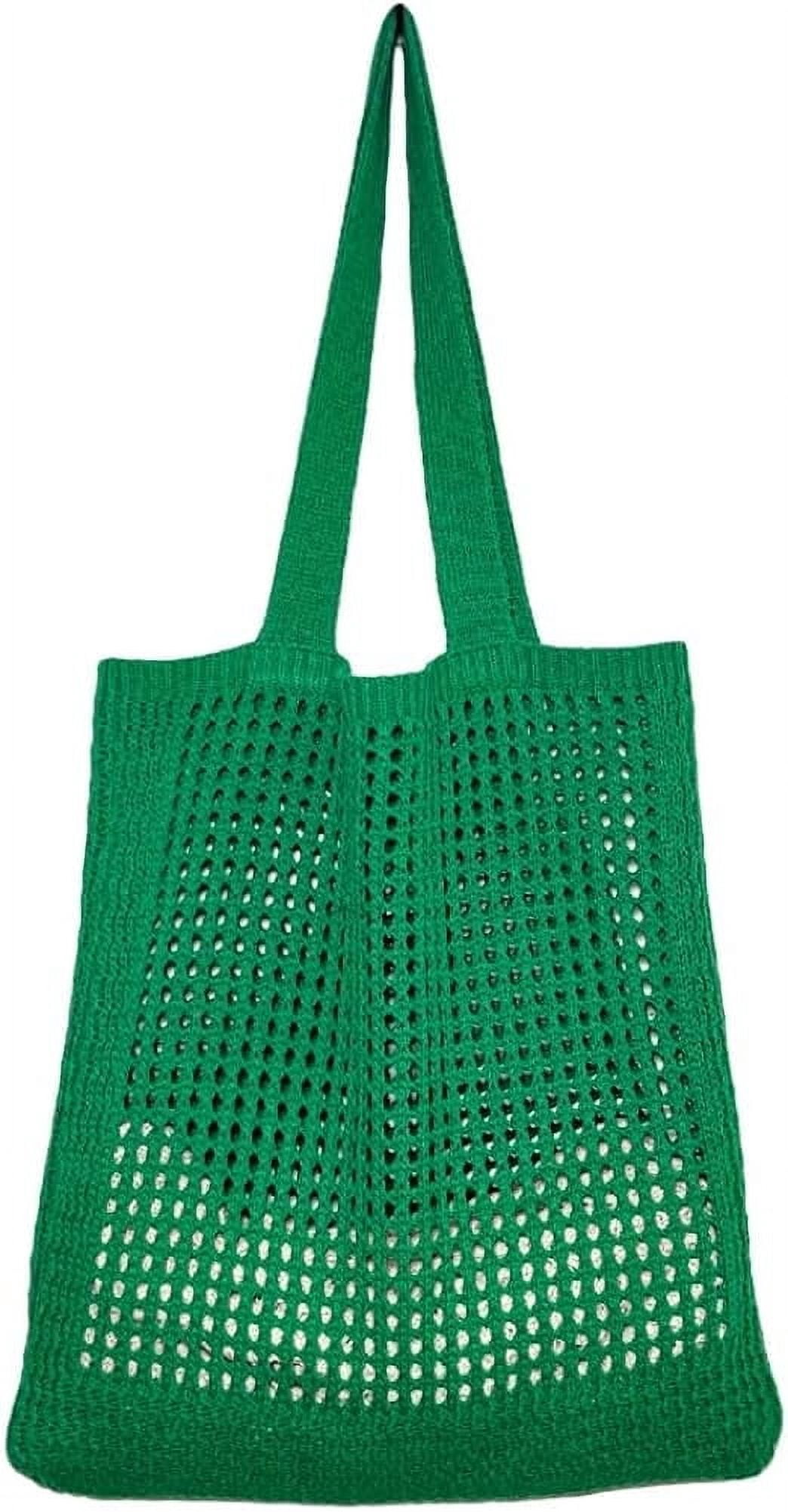 Kukuzhu Crochet Mesh Tote Bag for Women Stylish Aesthetic Tote Bag Casual Shoulder Bag Hobo Bag